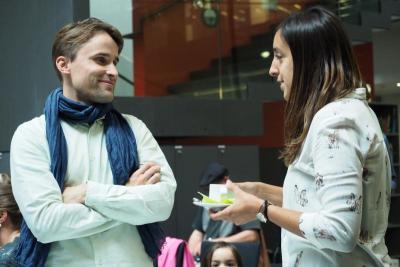 Two students discussing